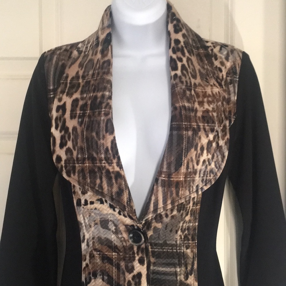 Very Unique Black/Leopard print duster. Sz S - Picture 2 of 6
